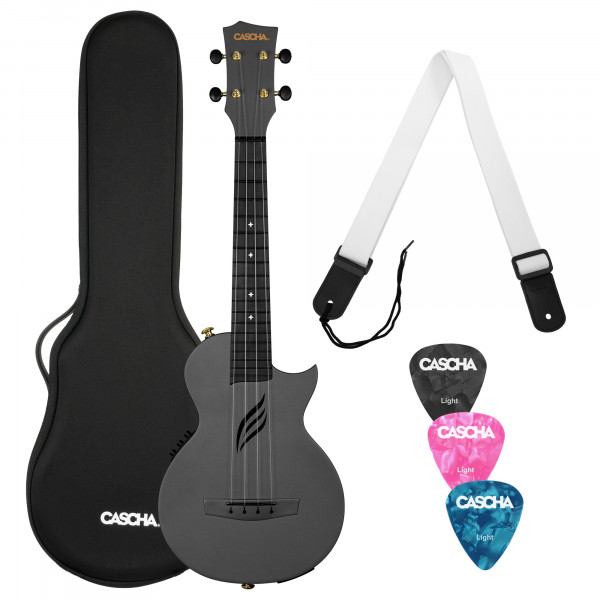 E-Ukulele Carbon Fibre Black Set mit Pickup