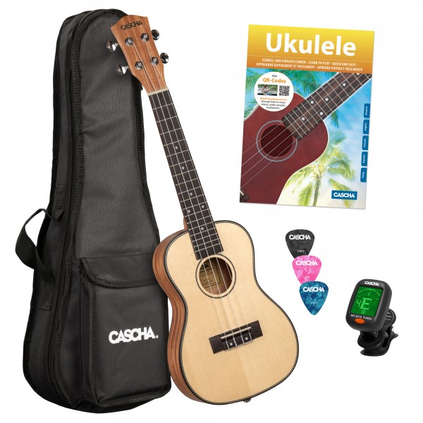 Konzert Ukulele Fichte Solid Top Set