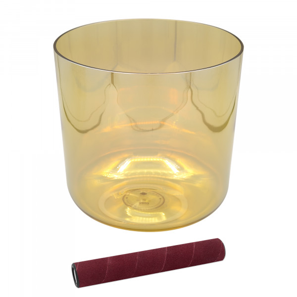6.25” Infinity Crystal Singing Bowl in E4, 440 Hz, Sand Yellow