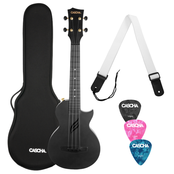 Ukulele Carbon Fibre Schwarz Set