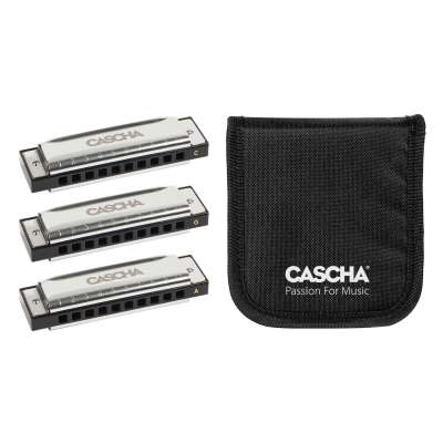 CASCHA Blues Mundharmonika-Set Mit Tasche – Diatonisch, 10 Löcher, 7 Tonarten (C Bis Bb), Inkl. Pflegetuch