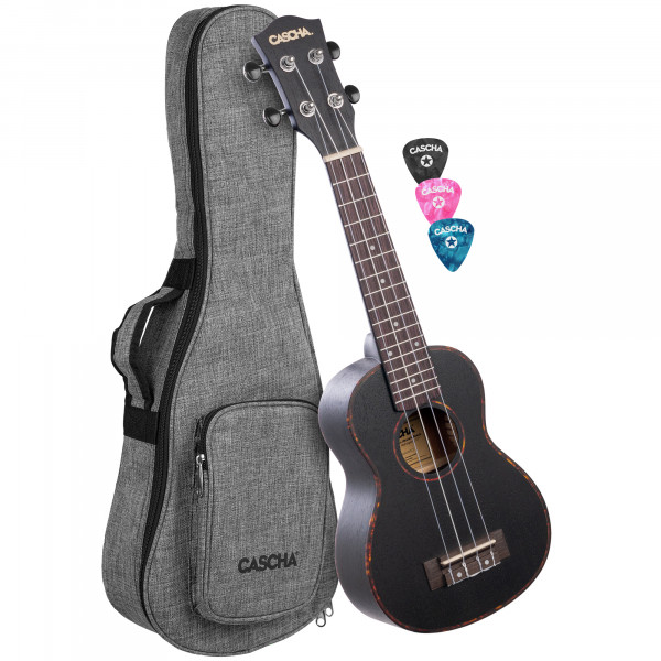 Linkshänder Sopran Ukulele Mahagoni Schwarz