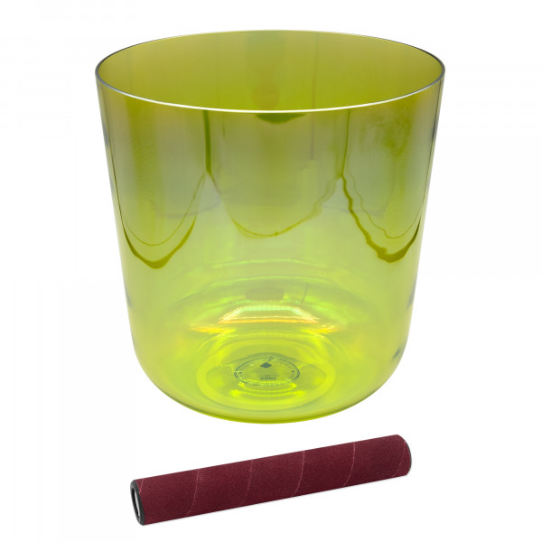 7.25” Infinity Crystal Singing Bowl in A3, 440 Hz, Yellow Green