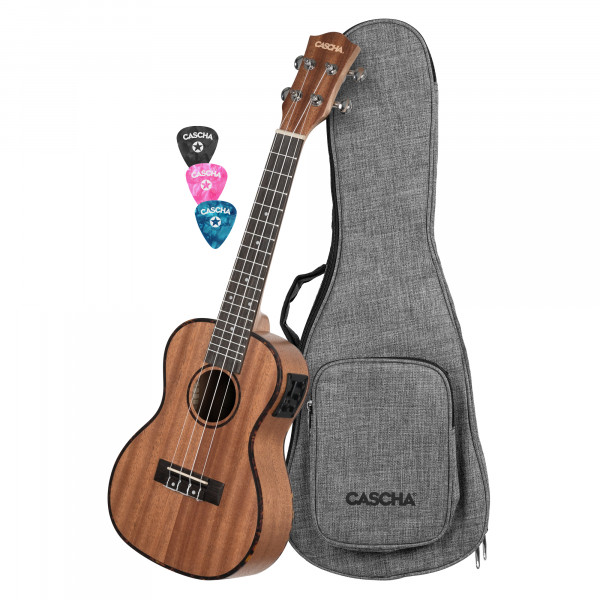 Premium Mahagoni Konzert Ukulele Set mit Tonabnehmersystem - L