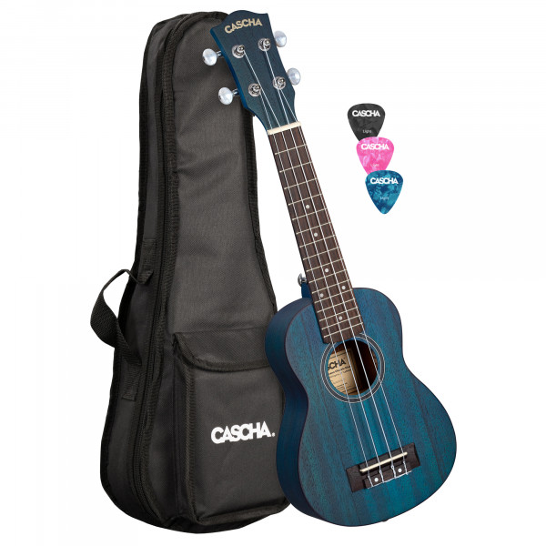 Linkshänder Sopran Mahagoni Ukulele Set Blau