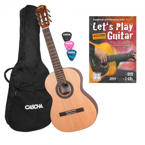 3/4 Konzertgitarre Bundle mit Let’s Play Guitar