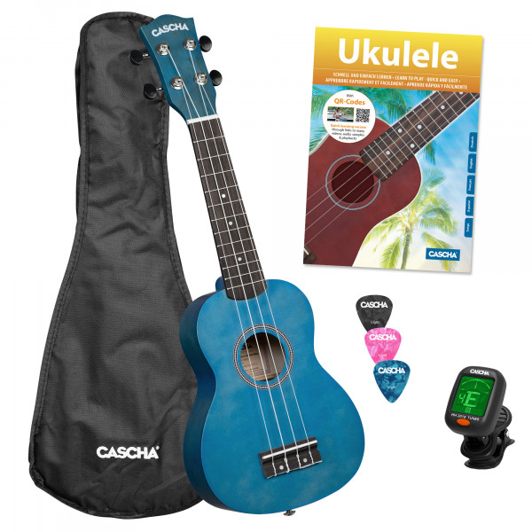 Sopran Ukulele Linde Blau Set