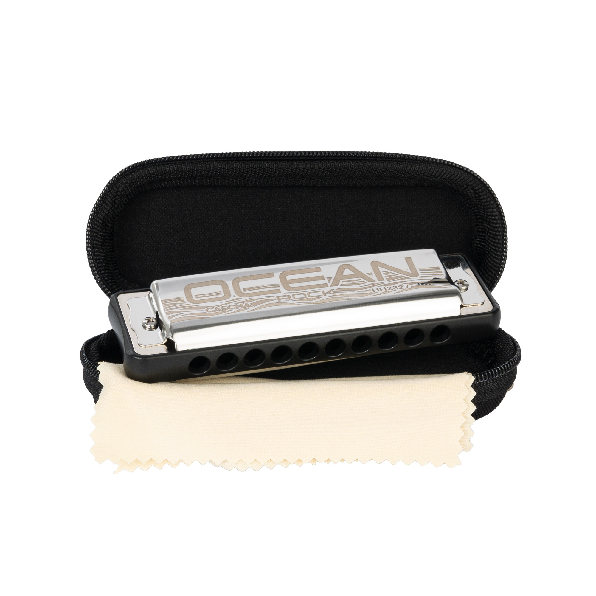 CASCHA Ocean Rock Mundharmonika In E-Dur – Schwarz, 10-Loch, Phosphor-Bronze-Stimmzungen, Mit Softcase & Putztuch